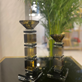 İkili Kristal Şamdan set (yağ yeşili)