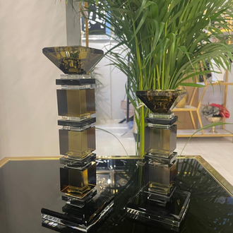 İkili Kristal Şamdan set (füme)