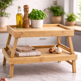 Doğal Bambu Sehpa (Tekli) – Minimal Yan Sehpa, Dekoratif Mini Masa, Salon ve Balkon İçin