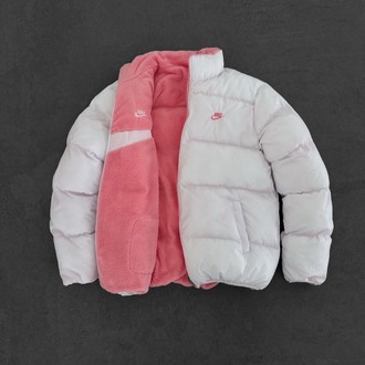 Nakışlı çift taraflı oversize kalıp kürklü mont