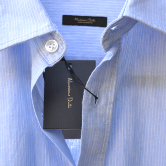 Massimo Dutti %100 Keten Erkek Gömlek Mavi Çizgili Beyaz – Premium Yazlık