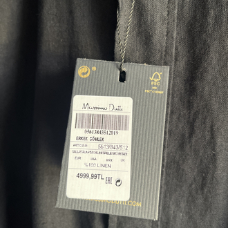Massimo Dutti %100 Keten Erkek Gömlek Siyah – Premium Yazlık