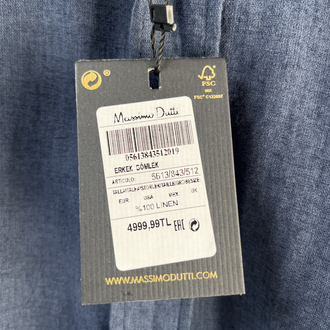 Massimo Dutti %100 Keten Erkek Gömlek Lacivert – Premium Yazlık