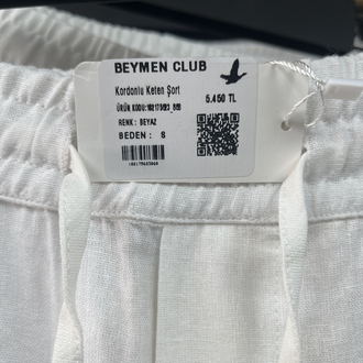 Beymen Club Kordonlu Keten Şort – Beyaz | Premium Yaz Koleksiyonu