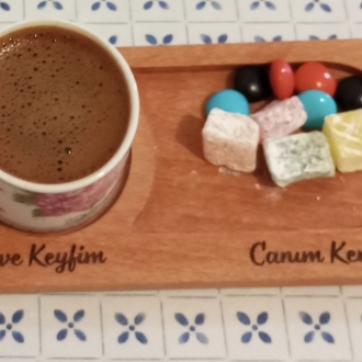 Ahşap kahve sunumluk