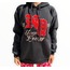 Siyah Ng Baskılı Kapüşonlu Kolej Sweatshirt