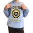 Mavi Michigan Baskılı Kapüşonlu Kolej Sweatshirt