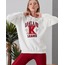 Beyaz Oakland Baskılı Kapüşonlu Kolej Sweatshirt