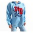 Mavi Ng Baskılı Kapüşonlu Kolej Sweatshirt