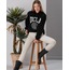 Ucla Baskılı Siyah Kapüşonlu Sweatshirt