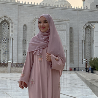 Pembe Dubai abaya şal takım