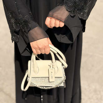 Çiçek abaya siyah