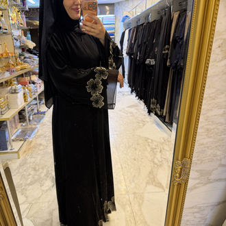 SİYAH GOLD ÇİÇEK ABAYA