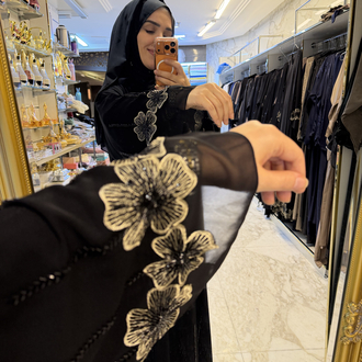 SİYAH GOLD ÇİÇEK ABAYA