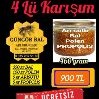 ÇOCUKLAR için 460 Gr.Arı sütü Bal Polen Propolis Karışımı
