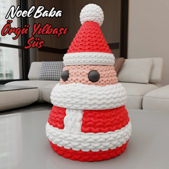 Noel Baba Örgü Yılbaşı Süsü 3D