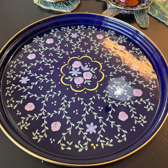 Floral garden lacivert emaye set 