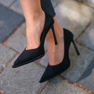 Nubuk siyah ithal Krıste Bell stiletto
