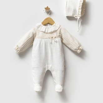 Kız Bebek Authentıc Tulum Ekru Renk Mevsimlik Tulum (0-6 Ay)