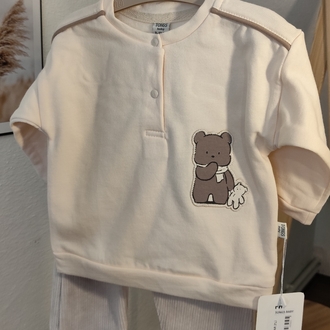 Erkek Bebek Grizly Bear 2'li Kadife Takım
