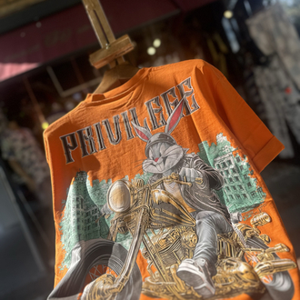 Phazz Brand Özel Tasarım: Biker Bunny T-Shirt (Orange)