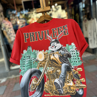 Phazz Brand Özel Tasarım: Biker Bunny T-Shirt (Red)