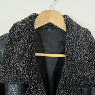 Yaka Detaylı Oversize Hakiki Deri Ceket