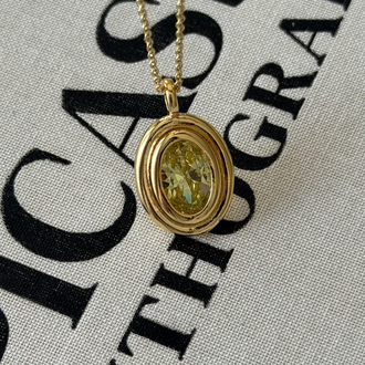 Antik oval taşlı kolye (Açık yeşil)
