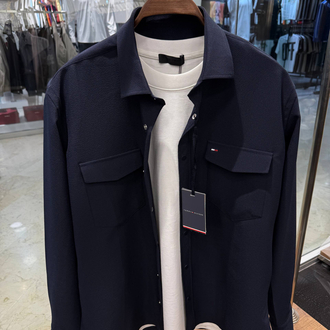 Tommy Hilfiger Gofre Kumaş Çıtçıtlı Gömlek Lacivert