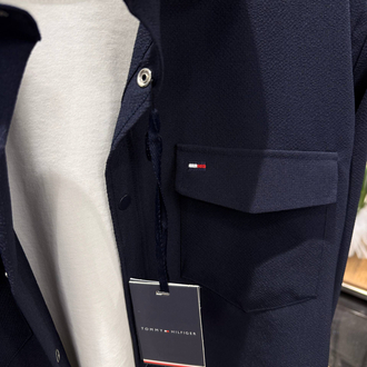 Tommy Hilfiger Gofre Kumaş Çıtçıtlı Gömlek Lacivert