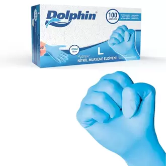 Dolphin Pudrasız Mavi Nitril Muayene Eldiveni L Beden 100 Adet