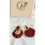 Gold detaylı bordo küpe