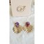 Gold detalı yaprak küpe