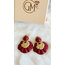 Gold detaylı bordo küpe