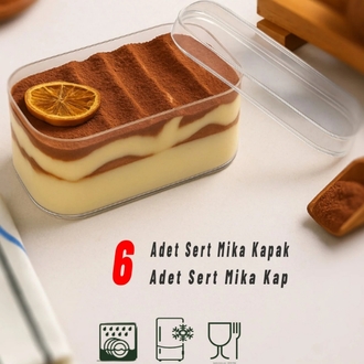 tiramisu kabı sert mika 6 adet