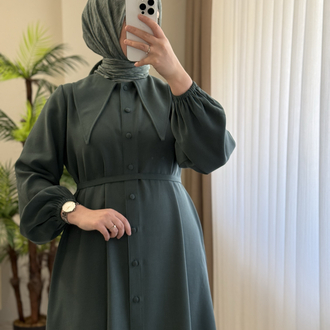 Yaka detaylı Tensel elbise