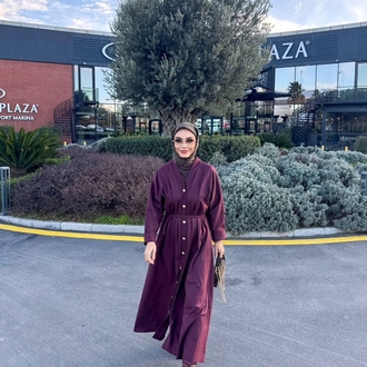 Nervür Bordo Elbise 