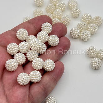 Böğürtlen Boncuk 14MM 500Gram Krem