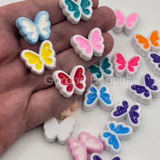 Beyaz Renkli Kelebek Model Plastik Boncuk 20Adet