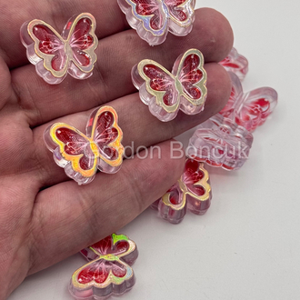 Şeffaf Kırmızı Kelebek Model Plastik Boncuk 500Gram