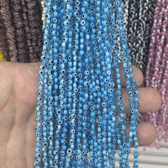 Cam Nazar 4MM Yassı Açık Mavi