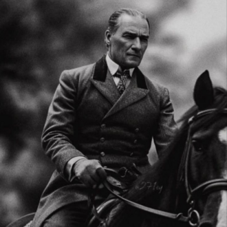 Atatürk Signature Koleksiyon | At Üstünde Siyah Beyaz Tablo