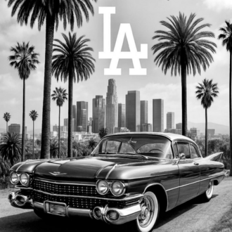 Los Angeles Tablosu | Şehir ve Klasik Araba Poster
