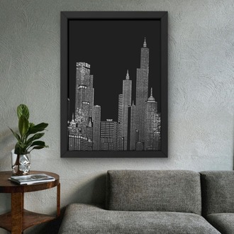 Şehir Manzaralı Tablo | Siyah Beyaz City Poster