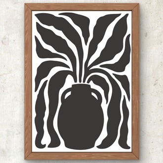 Siyah Çiçek Poster - Saksıdaki Sanat – Minimal Maksimum