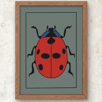 Minimal Uğur Böceği – Renkli Seçenekli Poster A3