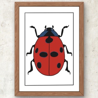 Minimal Uğur Böceği – Renkli Seçenekli Poster A3
