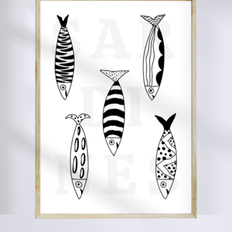 Sardines Ink Drawing