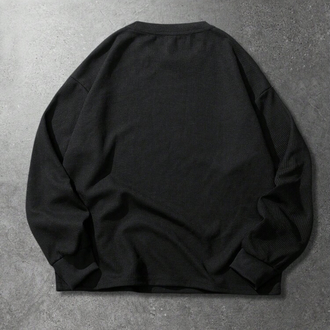 Gotik Haç & Sarmaşık Baskılı Siyah Sweatshirt