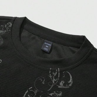 Gotik Haç & Sarmaşık Baskılı Siyah Sweatshirt